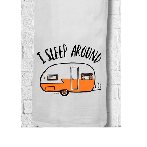 "I Sleep Around" Witty Gift Kitchen Flour Sack Tea Towels