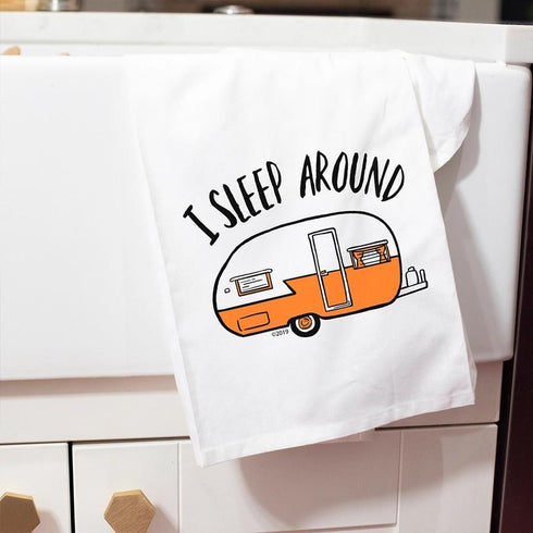 "I Sleep Around" Witty Gift Kitchen Flour Sack Tea Towels