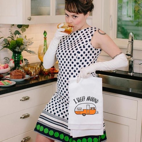 "I Sleep Around" Witty Gift Kitchen Flour Sack Tea Towels