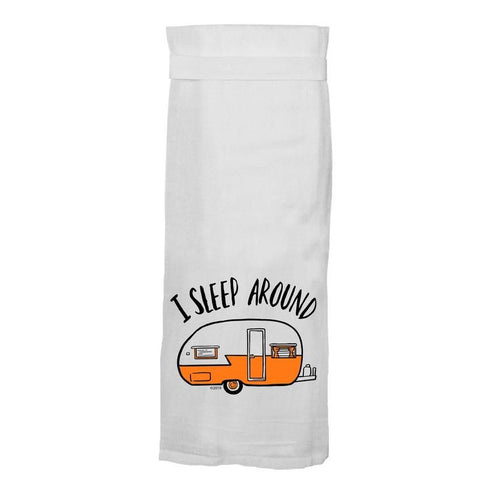 "I Sleep Around" Witty Gift Kitchen Flour Sack Tea Towels