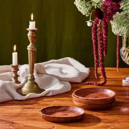 Wooden Candle Coaster Plate