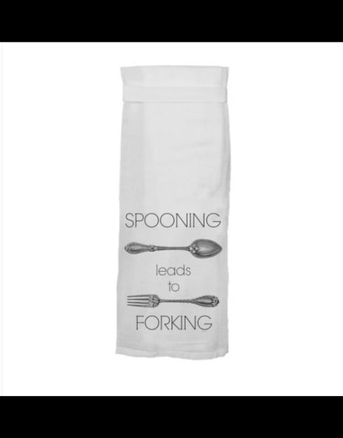 Spooning Leads To Forking - Funny Couples Kitchen Tea Towels