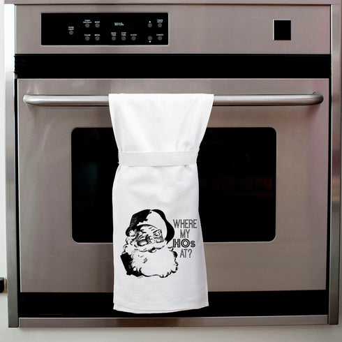 Where My Ho's At - Santa Christmas Kitchen Towel
