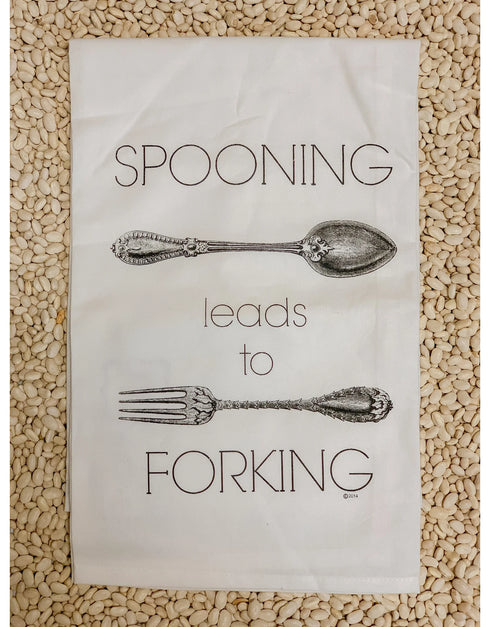 Spooning Leads To Forking - Funny Couples Kitchen Tea Towels