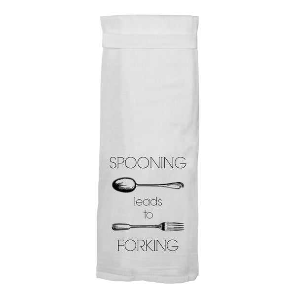 Spooning Leads To Forking - Funny Couples Kitchen Tea Towels