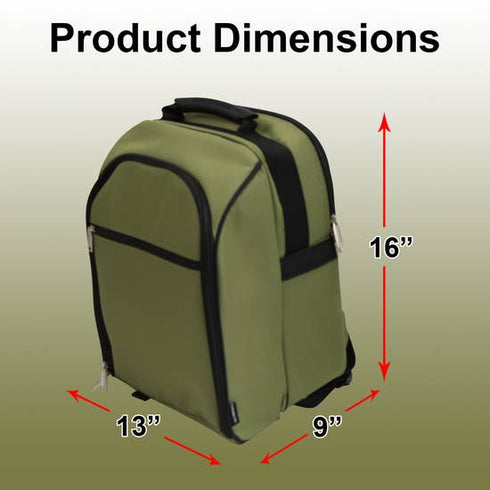 Alpine Two Person Picnic Back Pack with Wine Tote in Black or Olive