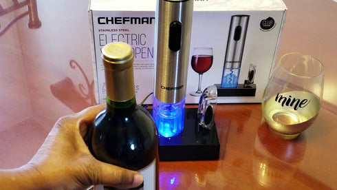 Electric Wine Bottle Opener w/ Rechargeable Battery, Charging Stand and Foil Cutter