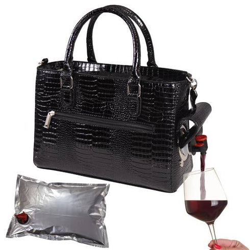 Black Croc Drink Purse Insulated with Bladder Bag