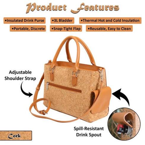 Cork Drink Purse Insulated with Bladder Bag