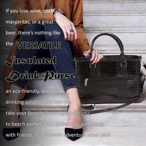Black Croc Drink Purse Insulated with Bladder Bag