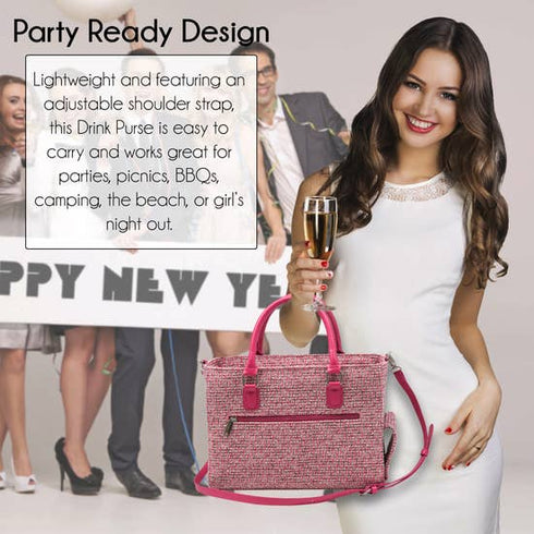 Black Tweed or Pink Tweed Drink/ Wine Purse Insulated with Bladder Bag