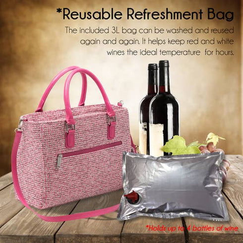 Black Tweed or Pink Tweed Drink/ Wine Purse Insulated with Bladder Bag
