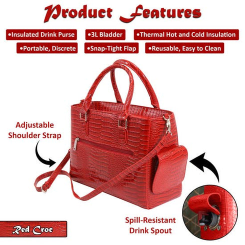 Red Croc Drink/ Wine Purse Insulated with Bladder Bag