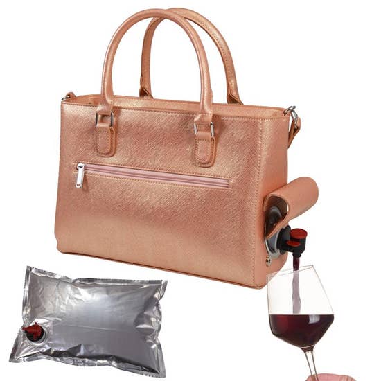 Rose Gold Drink/ Wine Purse Insulated with Bladder Bag