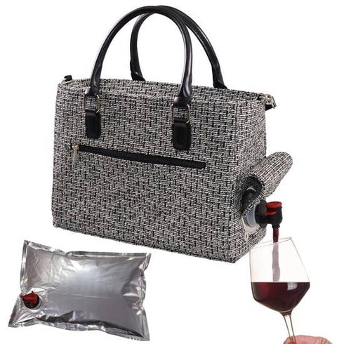 Black Tweed or Pink Tweed Drink/ Wine Purse Insulated with Bladder Bag