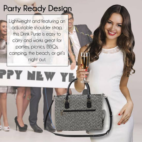 Black Tweed or Pink Tweed Drink/ Wine Purse Insulated with Bladder Bag