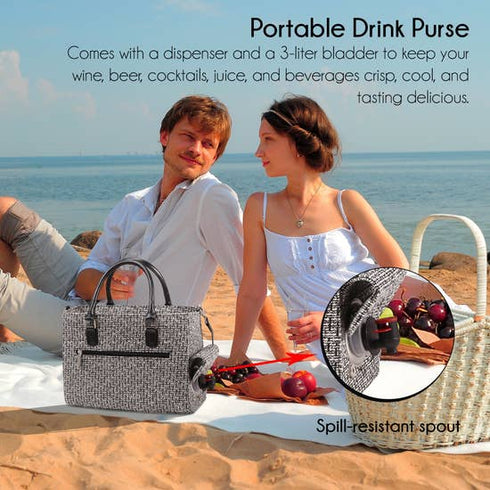 Black Tweed or Pink Tweed Drink/ Wine Purse Insulated with Bladder Bag