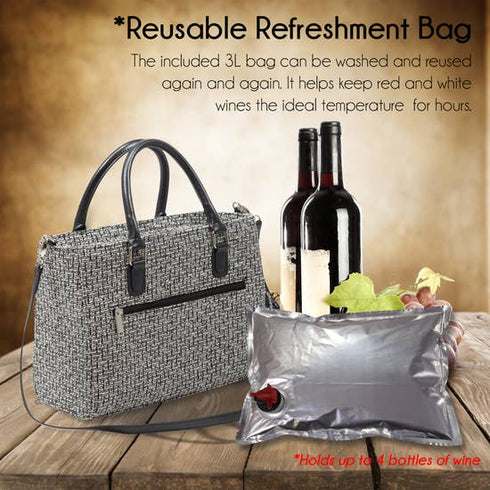 Black Tweed or Pink Tweed Drink/ Wine Purse Insulated with Bladder Bag