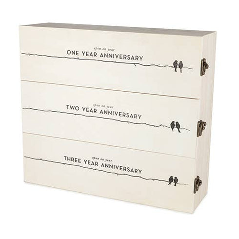 Newlywed's Anniversary Wooden Wine Gift Box