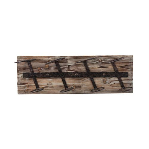 Rustic Farmhouse Wood and Metal Wine Rack