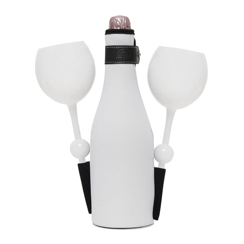 Beach Glass Wine Cozy Carrier - Black and White